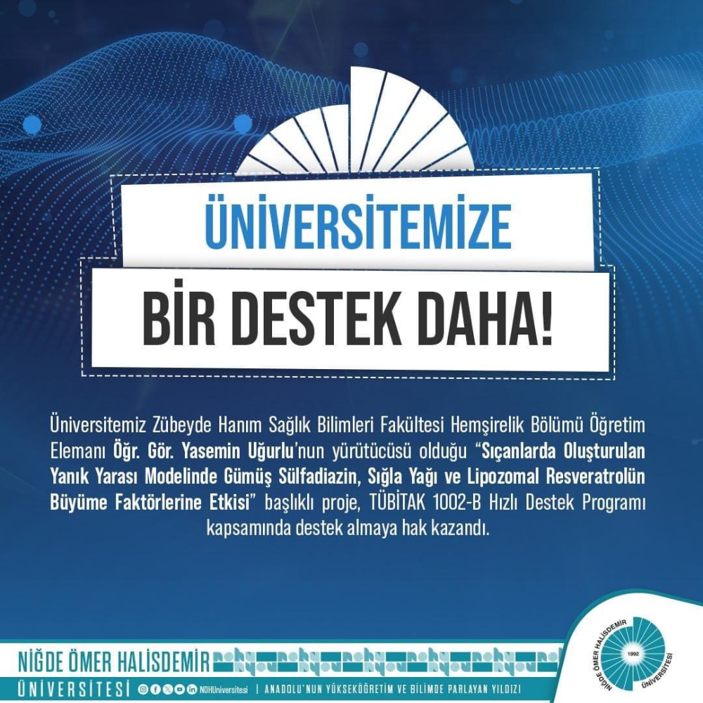 Niğde Ömer Halisdemir Üniversitesi Yenilikçi Projelerle Bilim Dünyasına Katkı Sunmaya Devam Ediyor
