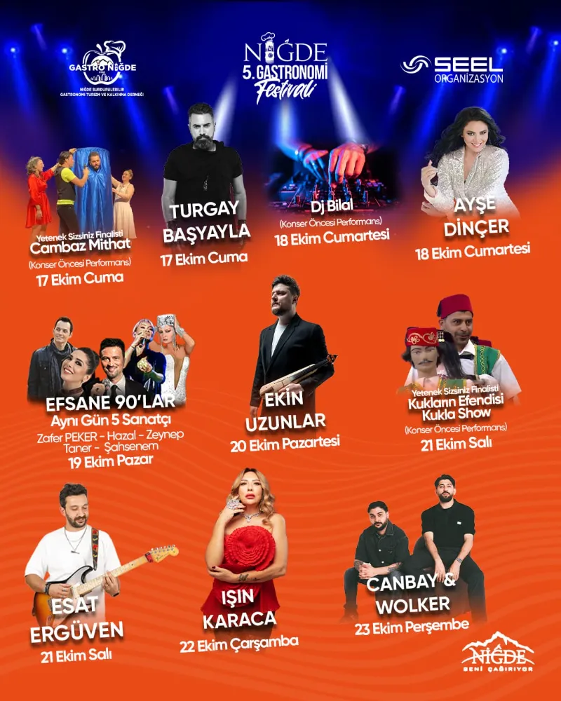 NİĞDE 5. GASTRONOMİ FESTİVALİ’NDE SANATÇILAR BELLİ OLDU